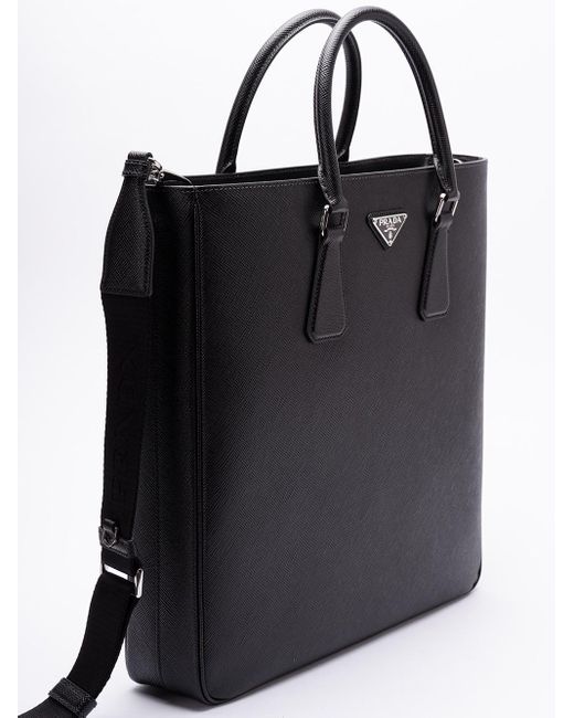 Prada Black Leather Shopping Bag for men