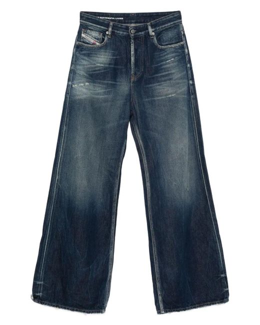 Jeans A Gamba Ampia Con Frange di DIESEL in Blue