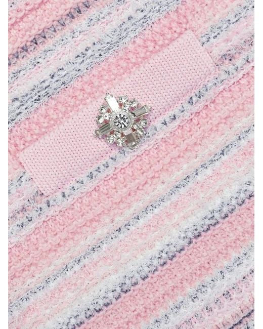 Self-Portrait Women's Pink Striped Embellished-Detail Mini Skirt