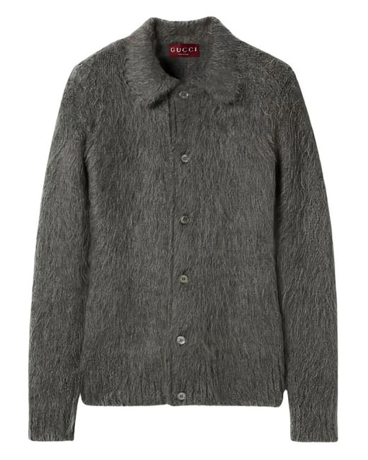 Gucci Gray Long Sleeve Polo-Neck Cardigan for men