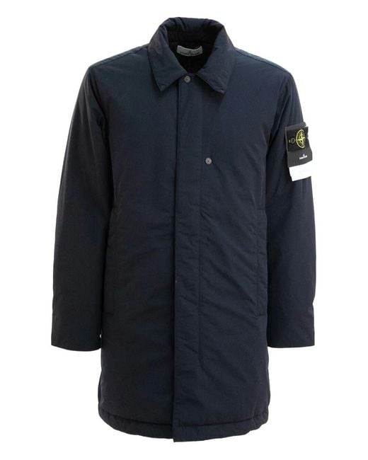 Stone Island Blue 'Primaloft' Long Coat for men