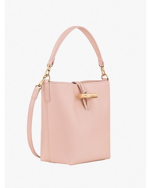 Longchamp Pink 'Le Roseau Sleek' Extra Small Bucket Bag