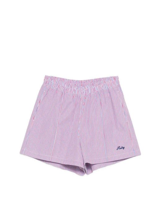 Autry Purple Short Rayé À Broderies