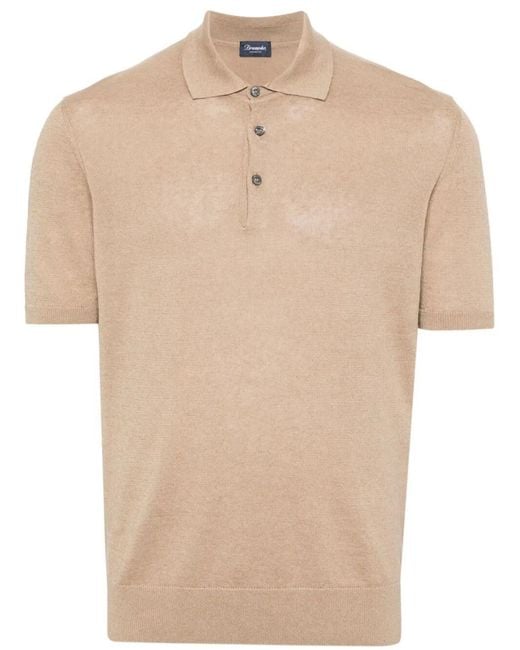 Drumohr Natural Buttoned Polo With Logo for men