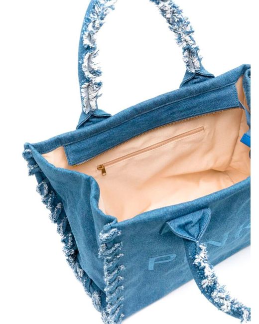 Pinko Blue `Beach` Denim Shopping Bag