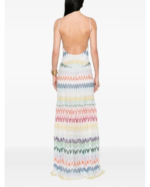 Missoni White Maxi Striped Sleeveless Dress