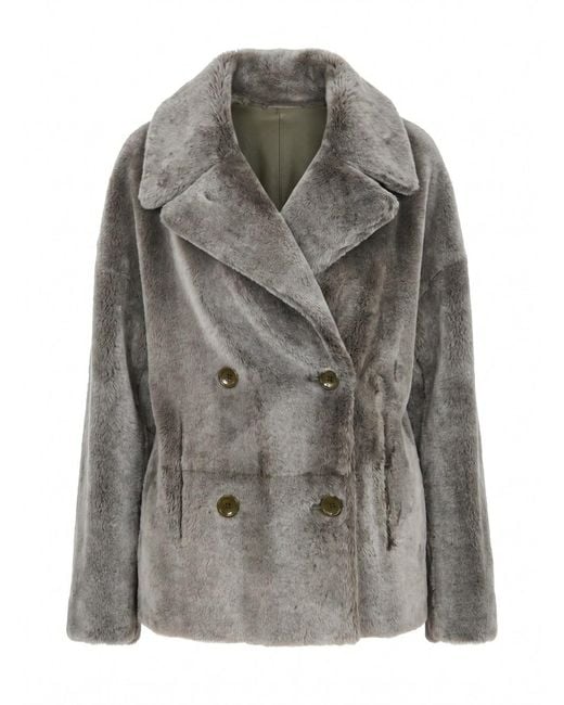 Manzoni 24 Gray Shearling Caban
