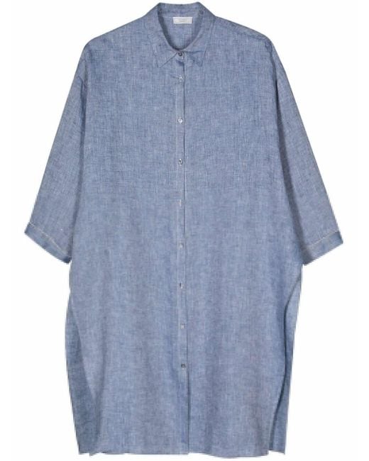 Peserico Blue Bead-detail Linen Shirt
