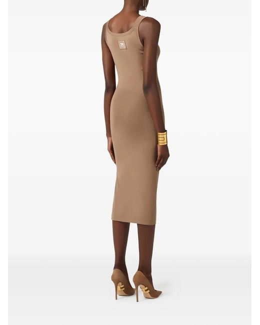Elisabetta Franchi White Midi Knit Dress