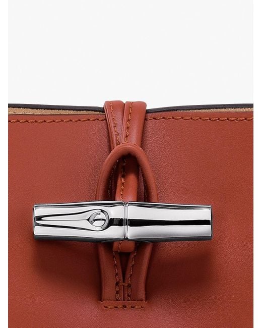 Longchamp Red `Roseau Box` Extra Small Bucket Bag