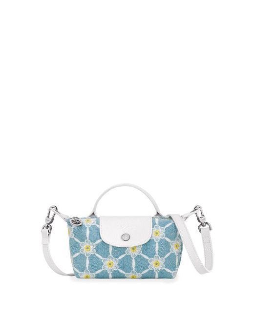 Longchamp Blue `Le Pliage Marguerites` Clutch Bag