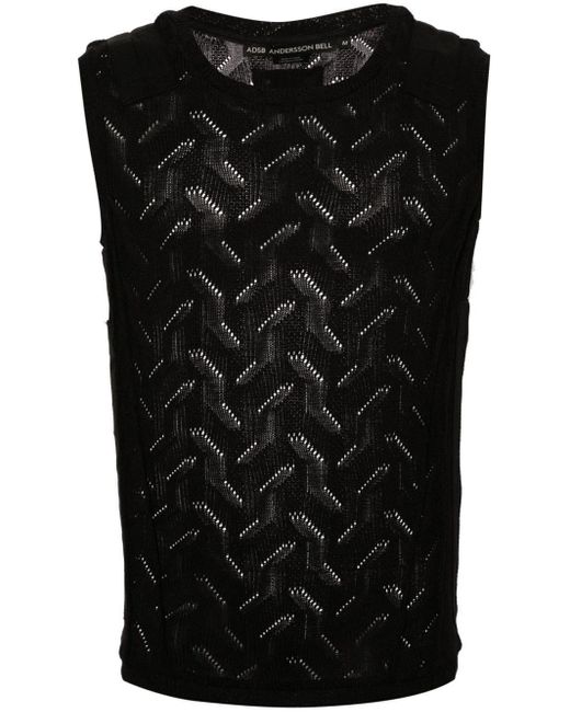 ANDERSSON BELL Black `Waden Military` Sleeveless Top for men
