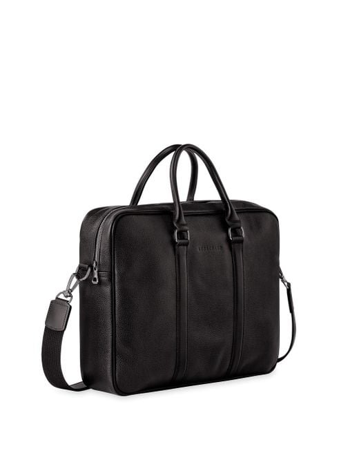 Longchamp Black `Le Foulonné` Medium Briefcase for men