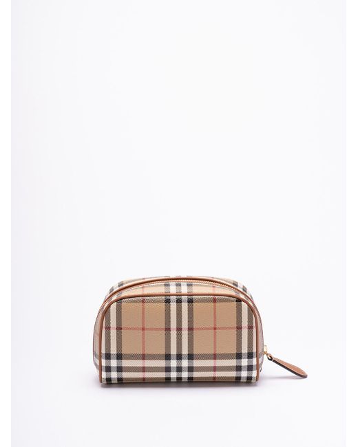Small `Check` Travel Pouch di Burberry in Natural