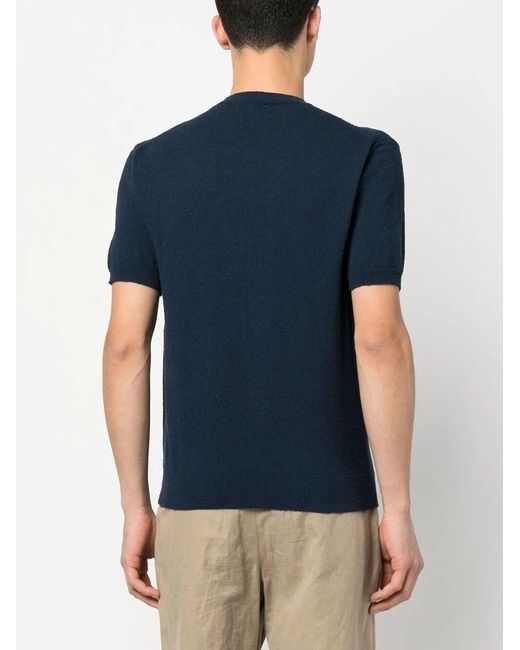 Drumohr Blue Short Sleeve Crew-Neck Sweater for men