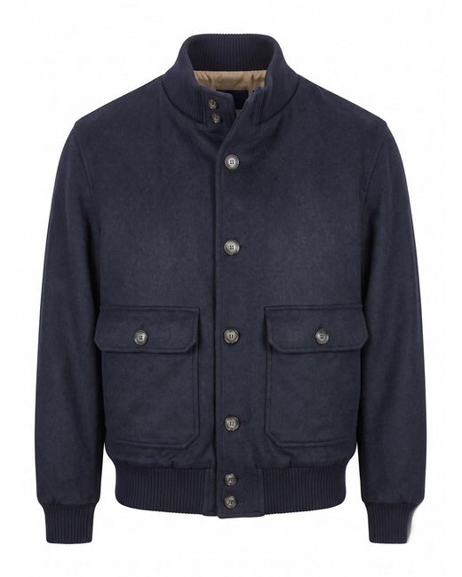 Barba Napoli Blue Cashmere Jacket for men