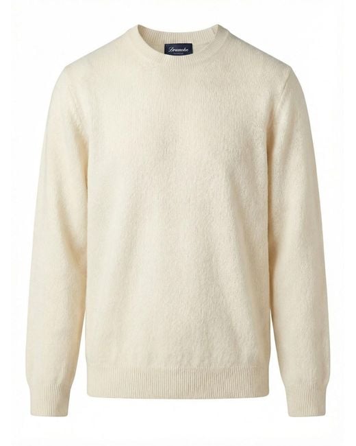 Drumohr White Long Sleeve Crew-Neck Logo Sweater for men