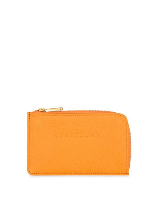 Longchamp Orange `Le Foulonné` Card Holder