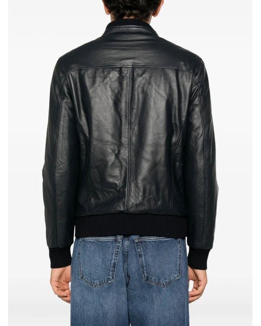 Barba Napoli Black Leather Jacket for men