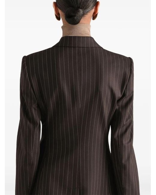 Dolce & Gabbana Black Dolce & Gabbana Double-Breasted Pinstripe Turlingon Blazer
