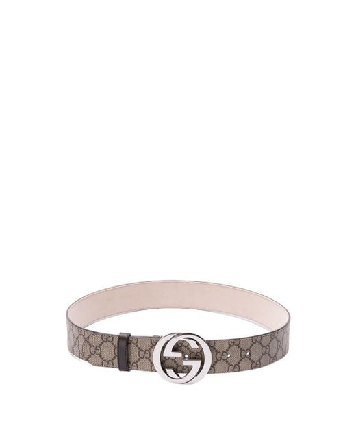 Gucci White 'Gg' Belt With 'Interlocking G' Buckle for men