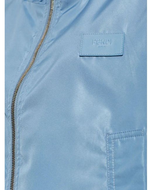 Fendi Blue K-Way Printed Nylon