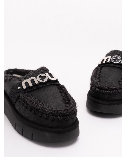 Mou Black 'Bounce Clog Special Leather'