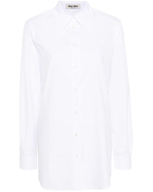 Miu Miu White Oversize-collar Cotton Shirt