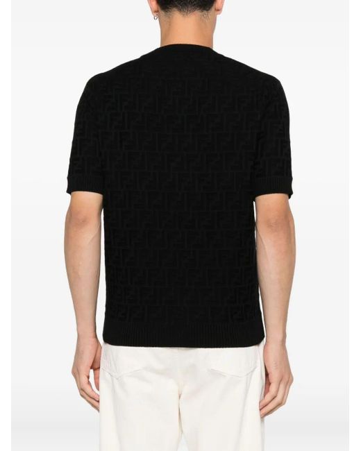 Fendi Black Zucca Allover' Crew-Neck Sweater for men