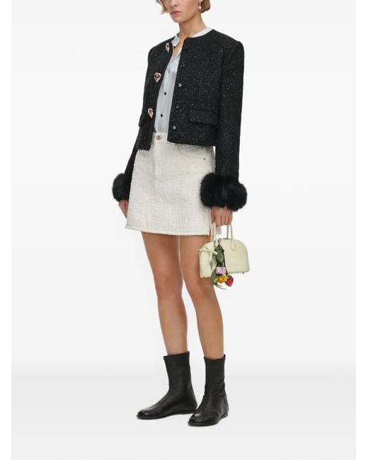 Self-Portrait Black Boucle Fur Cuff Jacket