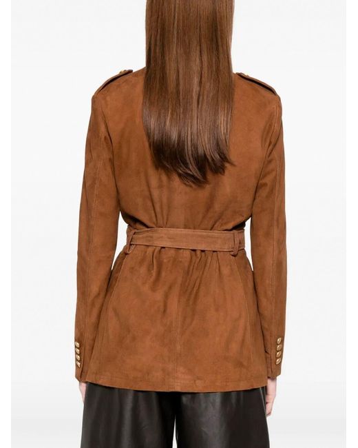 Tagliatore Brown Leather Jacket