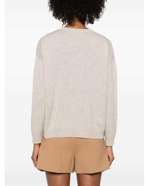 Max Mara White 'Quota' Round-Neck Sweater