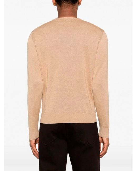 Drumohr Natural Long Sleeve Crew-Neck Sweater for men