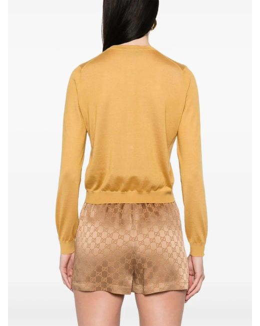 Gucci Yellow Long Sleeve Crew-Neck Cardigan