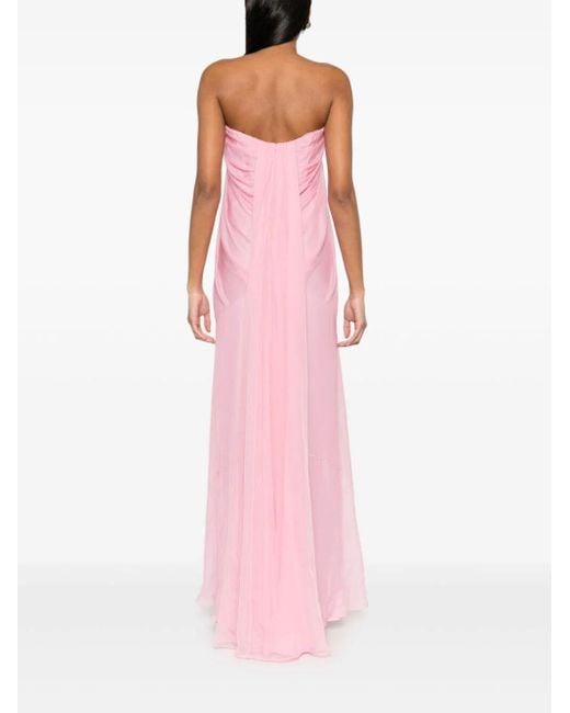 Alexander McQueen Pink Draped Sweetheart-neck Silk Maxi Dress
