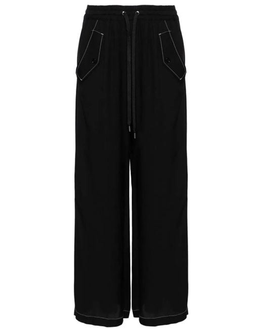Pinko Black Drawstring Wide-leg Trousers