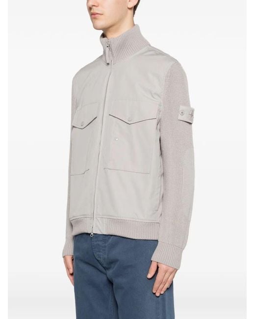 Stone Island Gray Logo-Patch Jacket for men