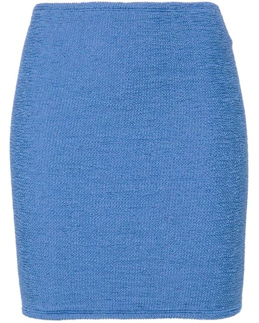 Hunza G Blue Textured-finish Mini Skirt