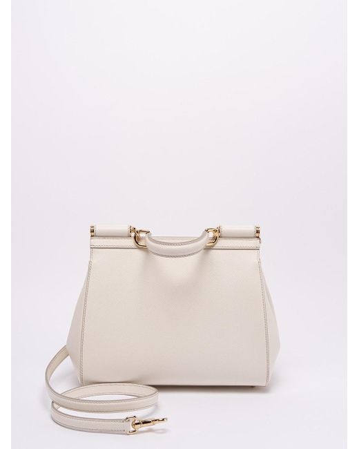 Dolce & Gabbana White Large `Sicily` Handbag