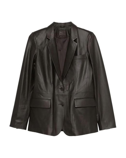 Desa Nineteenseventytwo Black Leather Classic Blazer