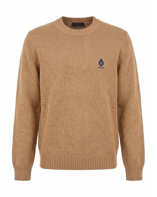 Prada Brown Cotton Round-Neck for men