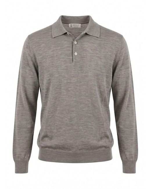 Brunello Cucinelli Gray Polo Neck Sweater for men