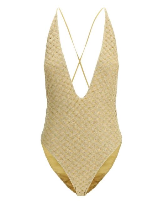 Missoni White V-Neck Criss Cross Swimsuit
