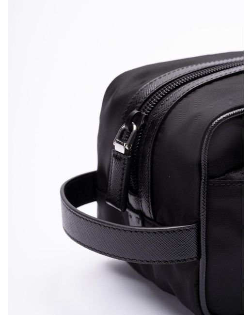 Prada Black `Re-Nylon` And Saffiano Leather Travel Pouch for men
