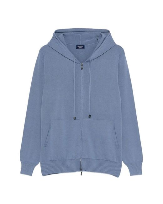 Drumohr Blue Zip Hoodie for men