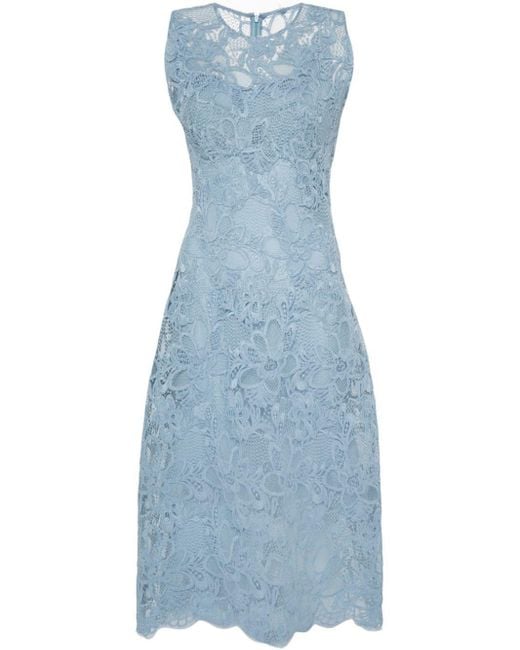 Ermanno Scervino Blue Lace Midi Dress
