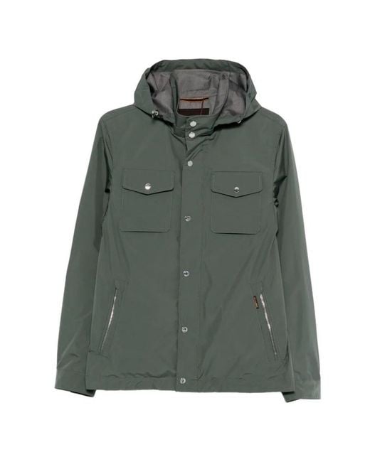 Moorer Green Fenzi-Stu Hooded Jacket for men
