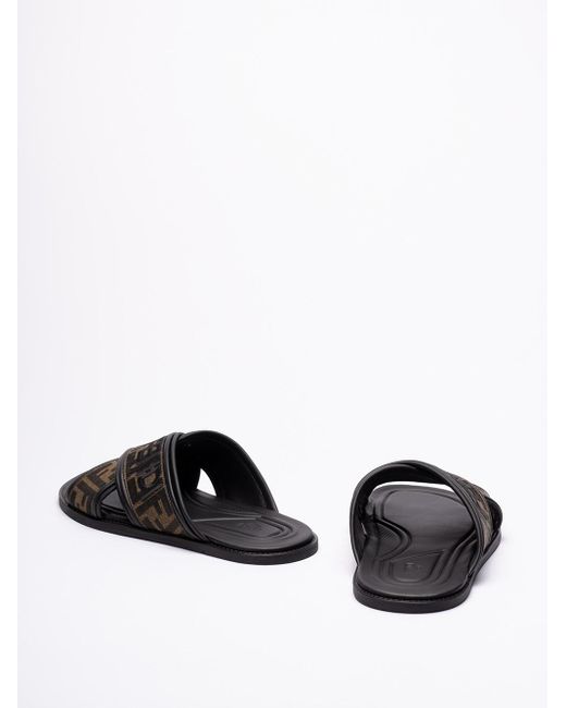 Fendi ff Jacquard Sandals in Black for Men Lyst