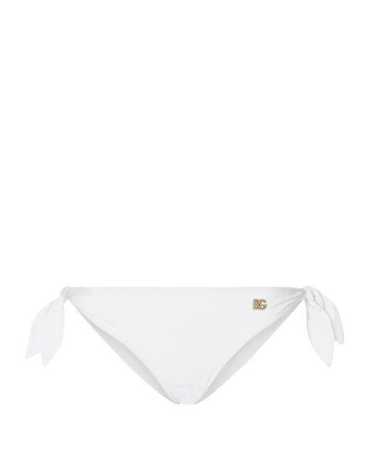 Dolce & Gabbana White Logo-plaque Bikini Bottom