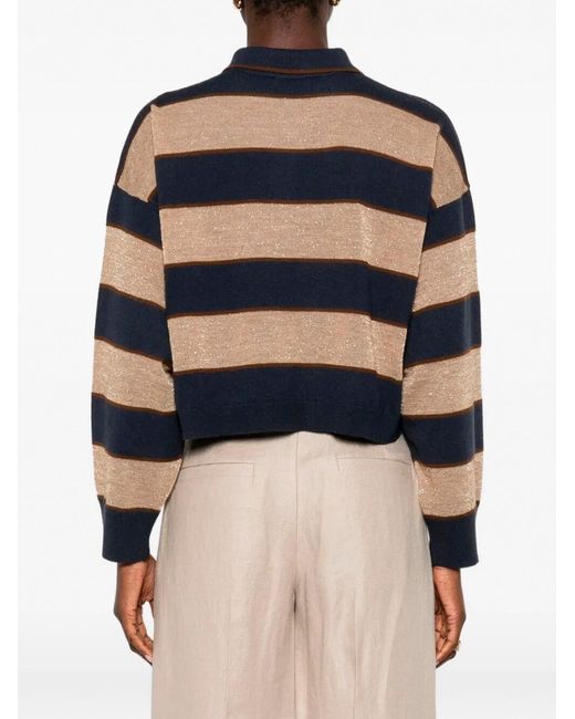 Brunello Cucinelli Blue Polo Sweater